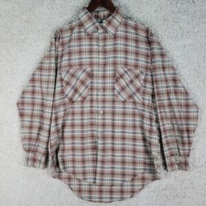 Vintage Big Mac Shirt Men's Large Brown Plaid Single Stitch L/S MADE IN USA VTG